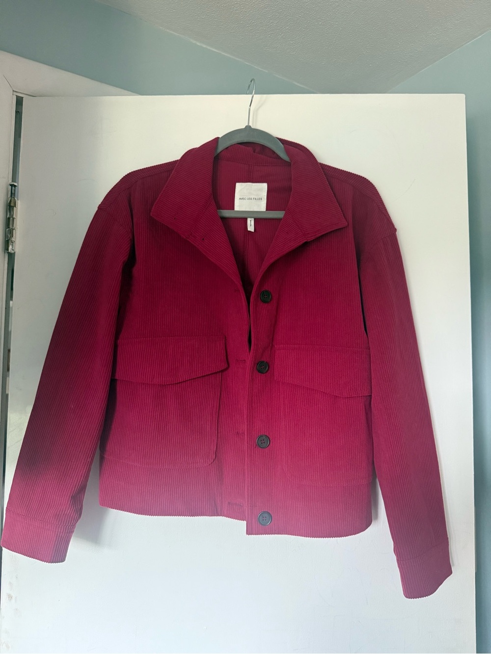 Button-Front Jacket in Berry